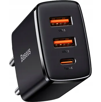 Síťová nabíječka Baseus 2 x USB-A + 1 x USB-C QC 30W Černá