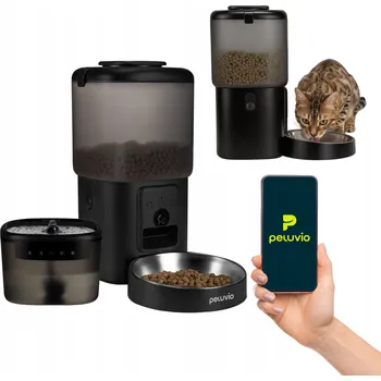 Miska pro psa Automatický dávkovač krmiva 4,5L+fontána na vodu 2,5L WI-FI Peluvio Feast