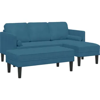 Pohovka vidaXL Set pohovek s polštářem 2 pcs Modrá Polyester [3329273]