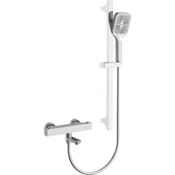 Vodovodní baterie CERANO - Vanová nástěnná baterie Lorena s příslušenstvím - termostatická - otočný výtok - chrom