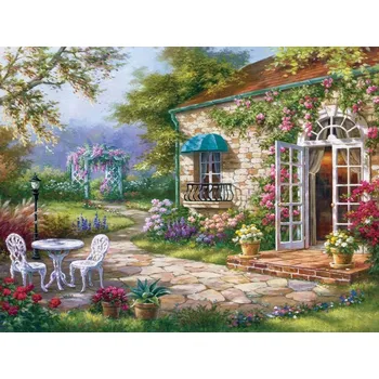 Obraz DIAMANTOVÁ VÝŠIVKA Diamond Painting Mozaika Květinová Veranda 45x58 cm K