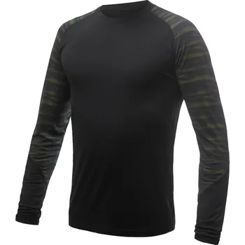 cyklistický dres Pánské triko dl.rukáv SENSOR MERINO IMPRESS černá/batik S
