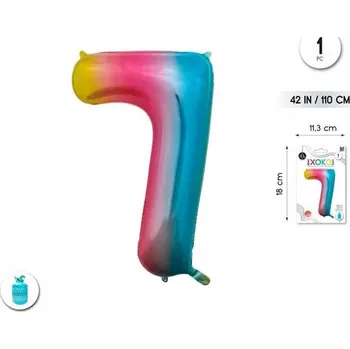 Balónek Fóliový balónek vícebarevný - číslice 7, 110 cm (42'')