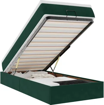 Postel VidaXL Rám postele otoman s matrací, zelená, 90x200 cm, samet