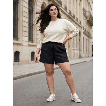 Dámské kraťasy Sinsay - Šortky s příměsí lnu - černá - 983JL-99X - 983JL-99X-3XL