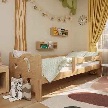 Dětská postel 160x80 cm Lili se zábranou a roštem v sadě, 100% dřevo