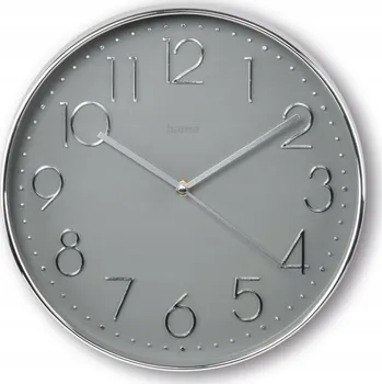Hodiny Nástěnné hodiny Hama Corsica stříbrno-šedé 30 cm tichý chod sekundové ručičky quartzové hodiny