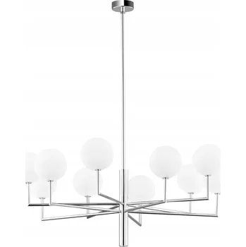 Lustr FEME Stříbrný Bílý Skleněná Stínidla 10xG9 Závěsné Světlo do Obýváku Domů