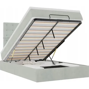 Postel Rám postele otoman s matracemi, šedá, 120x190 cm, samet