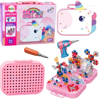 Hračka LEAN Toys DIY sada s jednorožcem – stavebnice s vrtačkou