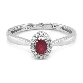 Prsten Rubínový prsten s diamanty z bílého zlata 2011404