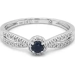 Zlatý prsten se safírem a diamanty 2011389