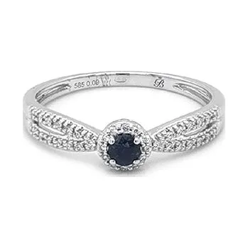 Prsten Zlatý prsten se safírem a diamanty 2011389