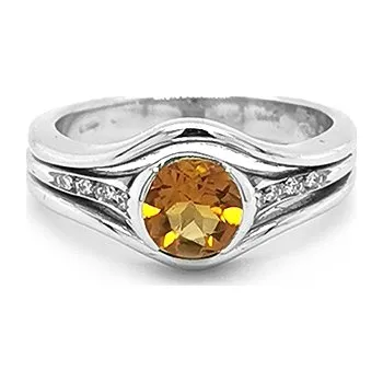 Prsten Zlatý Prsten s Citrínem a Diamanty 2011061