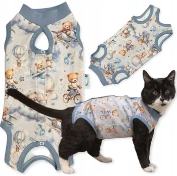 Obleček pro psa POOPERAČNÍ OBLEČEK pro kočky vel L PRO PSA Zástěrka POHODLNÁ bavlna s MEDVÍDKEM