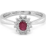 Rubínový prsten s diamanty z bílého zlata 2011399