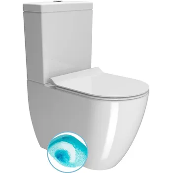 Klozet GSI PURA WC kombi, Swirlflush, spodní/zadní odpad, bílá ExtraGlaze (880611P)