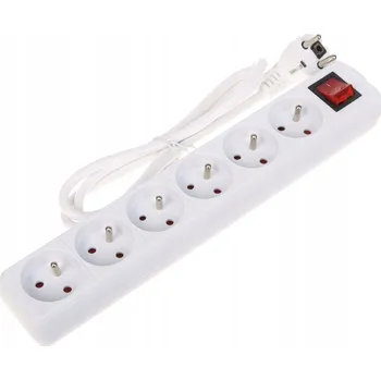 Napájecí kabel ZÁSUVKOVÁ LIŠTA PR-1.5M-6G-SW/W (6 ZÁSUVEK) 1.3m DA