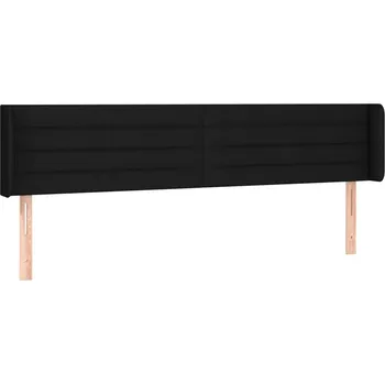 Čelo postele s ušima, černé, 203x16x78/88 cm, látka