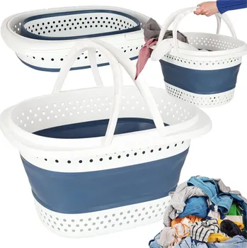 Koš na prádlo KIK Skládací koš na prádlo Silikonový velký koš 32L