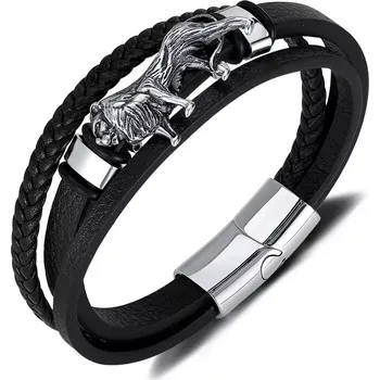 Náramek Pánský ocelový náramek Lví král Černý 21.5cm