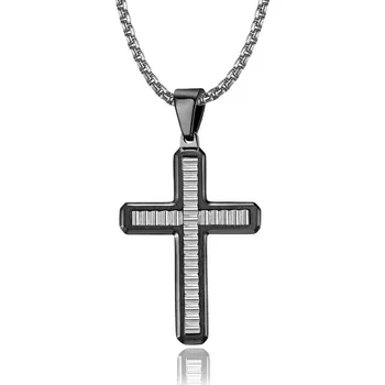 Přívěsek Přívěsek z chirurgické oceli Křížek Blessed - Černý - Model BEZ ŘETÍZKU (pouze přívěsek)