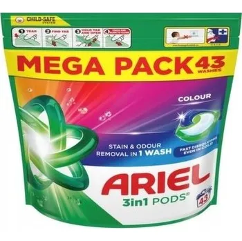 Prací prostředek Ariel All in1 Odour kapsle na praní barevného prádla 43 dávek s odstraňovačem skvrn (UK)