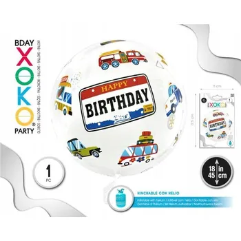 Balónek Bobo balónek s autíčky - narozeninová dekorace 45 cm