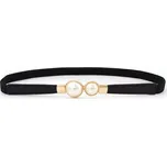Dámský elastický pásek s perličky Černý