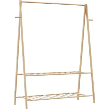 Věšák vidaXL Stojan na oblečení s policemi 132x45,5x150,5 cm bambus [4008912]