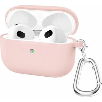 Pouzdro na mobilní telefon Silikonový obal s karabinou pro AirPods 3 - růžový