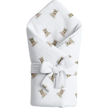 Zavinovačka Zavinovačka pro miminko Cztery Słonie mušelínová Plyšový medvídek 75x75 cm