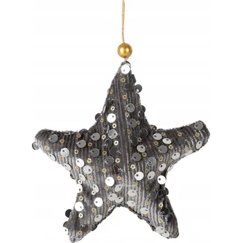 Vánoční dekorace VÁNOČNÍ OZDOBA HVĚZDIČKA ZÁVĚS VÁNOČNÍ KOULE NA STROMEČEK 320C 11x11 cm STŘÍBRNÁ