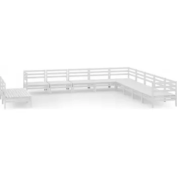 VidaXL 11dílná zahradní sedací souprava, bílá, borové dřevo