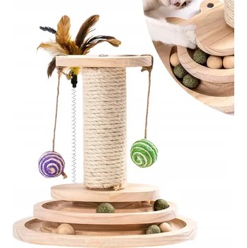 ŠKRABACÍ SLOUPEK 4V1 ŠKRABADLO PRO KOČKY PÍRKO MÍČKY KULIČKY HRAČKA VĚŽ