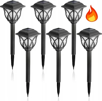 Venkovní osvětlení SOLARNE LED ZAHRADNÍ ZAPICHOVACÍ LAMPY 6 KS VLNOVÝ SLOUPEK ODOLNÉ SVĚTLO