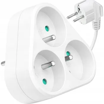 Elektrická zásuvka VAYOX 3cestný uzemněný ROZBOČKA elektrických ROZDVOJKA
