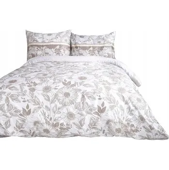 Povlečení Povlečení saténové 160x200 Květy bílá béžová Satynlove