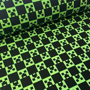 Teplákovina, Minecraft, Zelená Premium (E) 1,15m/ks (Premium teplákoviny se sítotiskem)