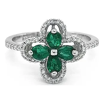 Prsten Zlatý Prsten se Smaragdy a Diamanty 2010549