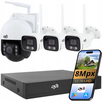IP kamera Sada kamer DVS: 3 trubicové kamery + 1 otočná WiFi 4K 8Mpx
