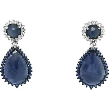 Náušnice Zlaté Náušnice se Safíry a Diamanty 2020129