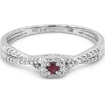 Rubínový prsten s diamanty z bílého zlata 2011400