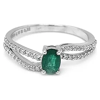 Prsten Zlatý Prsten se Smaragdem a Diamanty 2010539