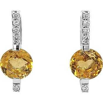 Náušnice Zlaté Náušnice s Citríny a Diamanty 2020429