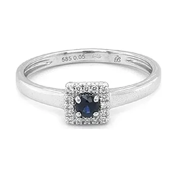 Prsten Zlatý prsten se safírem a diamanty 2011397