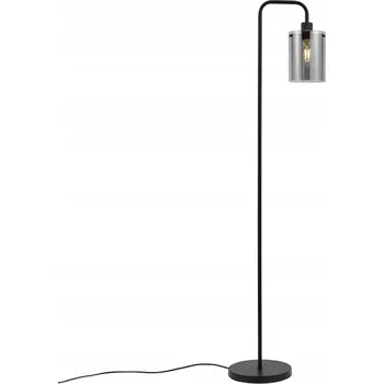 Stojací lampa Designová stojací lampa černá s kouřovým sklem - Domo