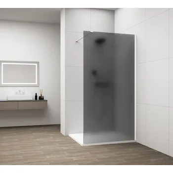 POLYSAN ESCA WHITE MATT jednodílná sprchová zástěna k instalaci ke stěně, kouřové matné sklo, 800 mm (ES1480-03)