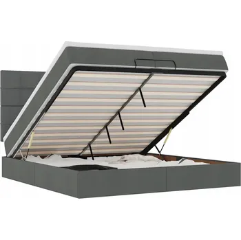 Postel VidaXL Rám postele Otomana s matracemi, šedá, 200 x 200 cm, látka