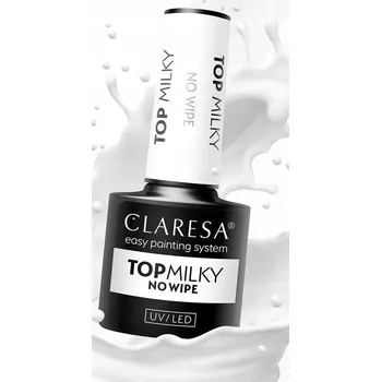Lak na nehty Claresa Top No Wipe Milky mléčný hybridní top 5 ml